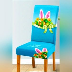 Easter Bunny Egg BLUE Chair Cover High Elastic Polyester #2